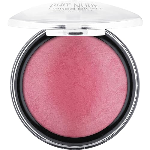 essence Pure Nude Baked Blush - Highly Pigmented Vegan Shimmer in 08 Berry Cheeks, 0.25 oz