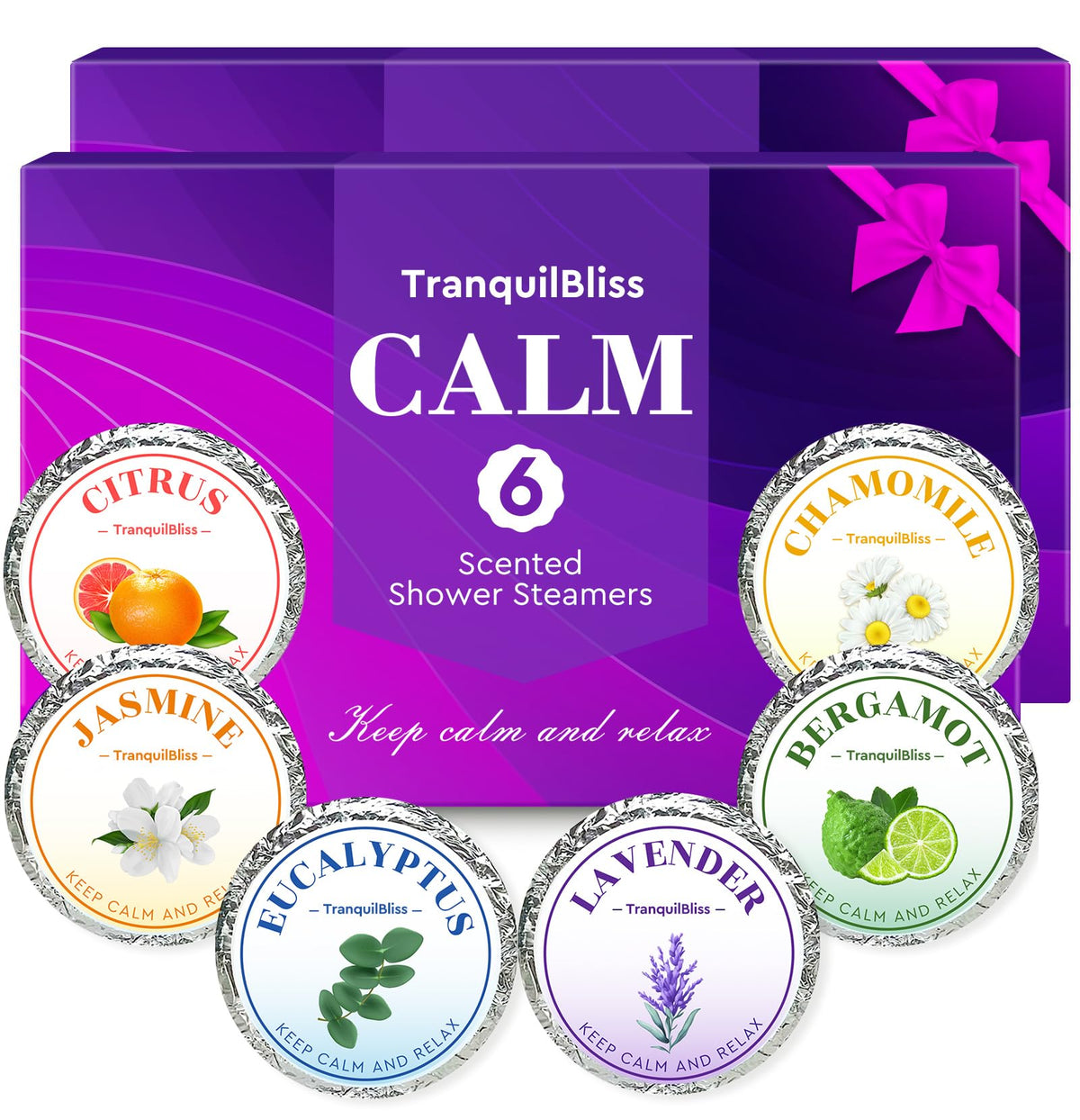 Tranquilbliss Shower Steamers - Natural Fragrance, Relaxation Gifts For Women, 12 Tablets, Purple Set