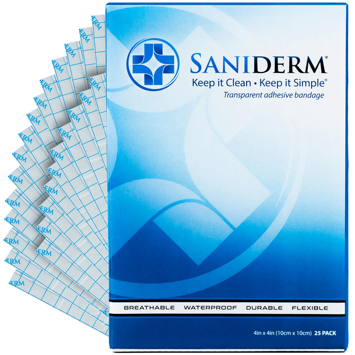 Saniderm Tattoo Aftercare Bandage 25 Pack - Sterile, Waterproof, 4X4&quot; For Fast Healing