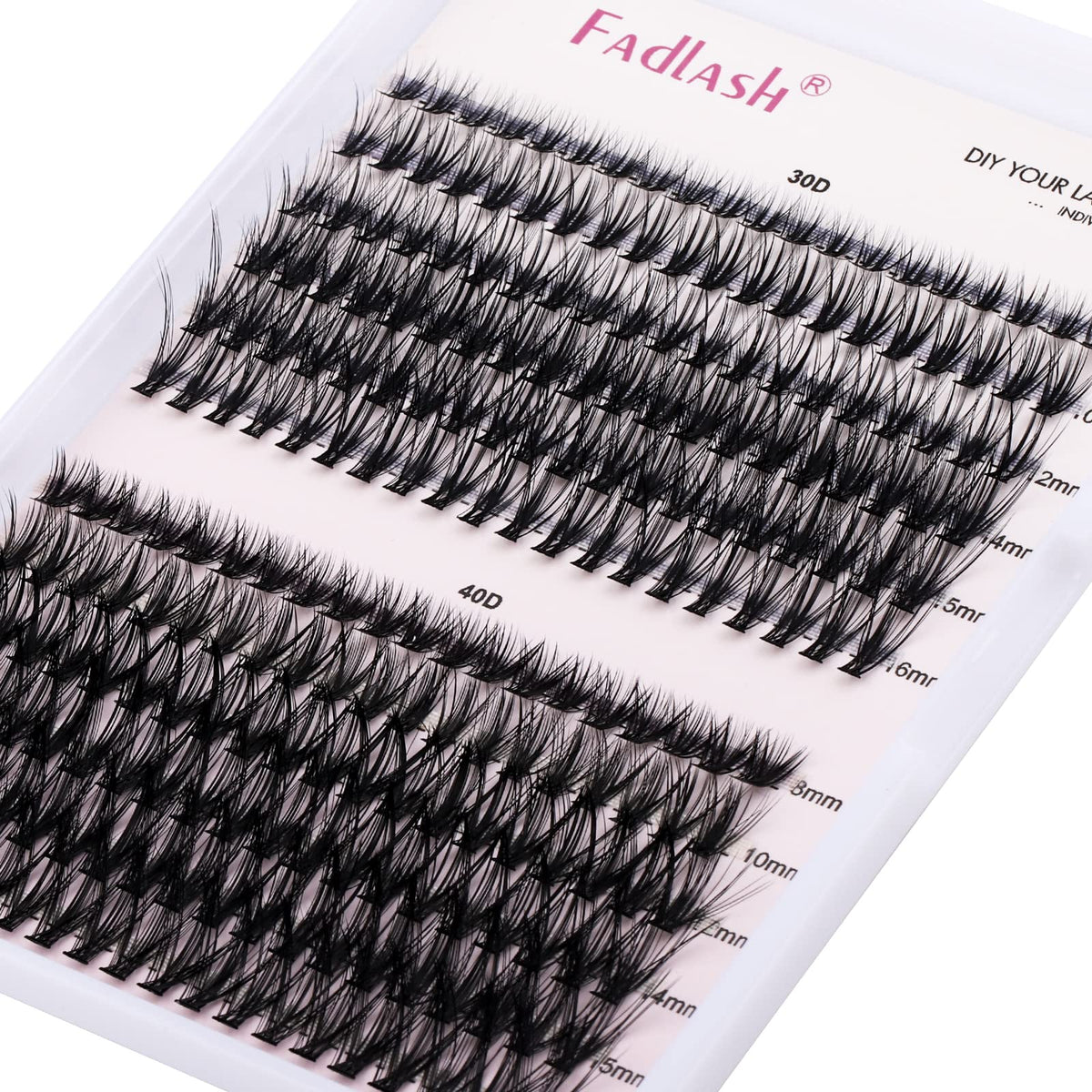 FADLASH Lash Clusters - DIY Individual Eyelash Extensions, 8-16mm, Black, Cotton (30D+