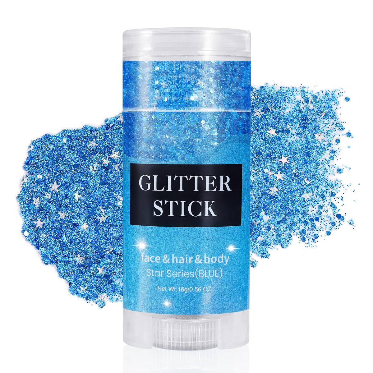 Mysense Blue Body Glitter Stick - Waterproof Face & Hair Glitter For Festivals & Raves, 0.56Oz