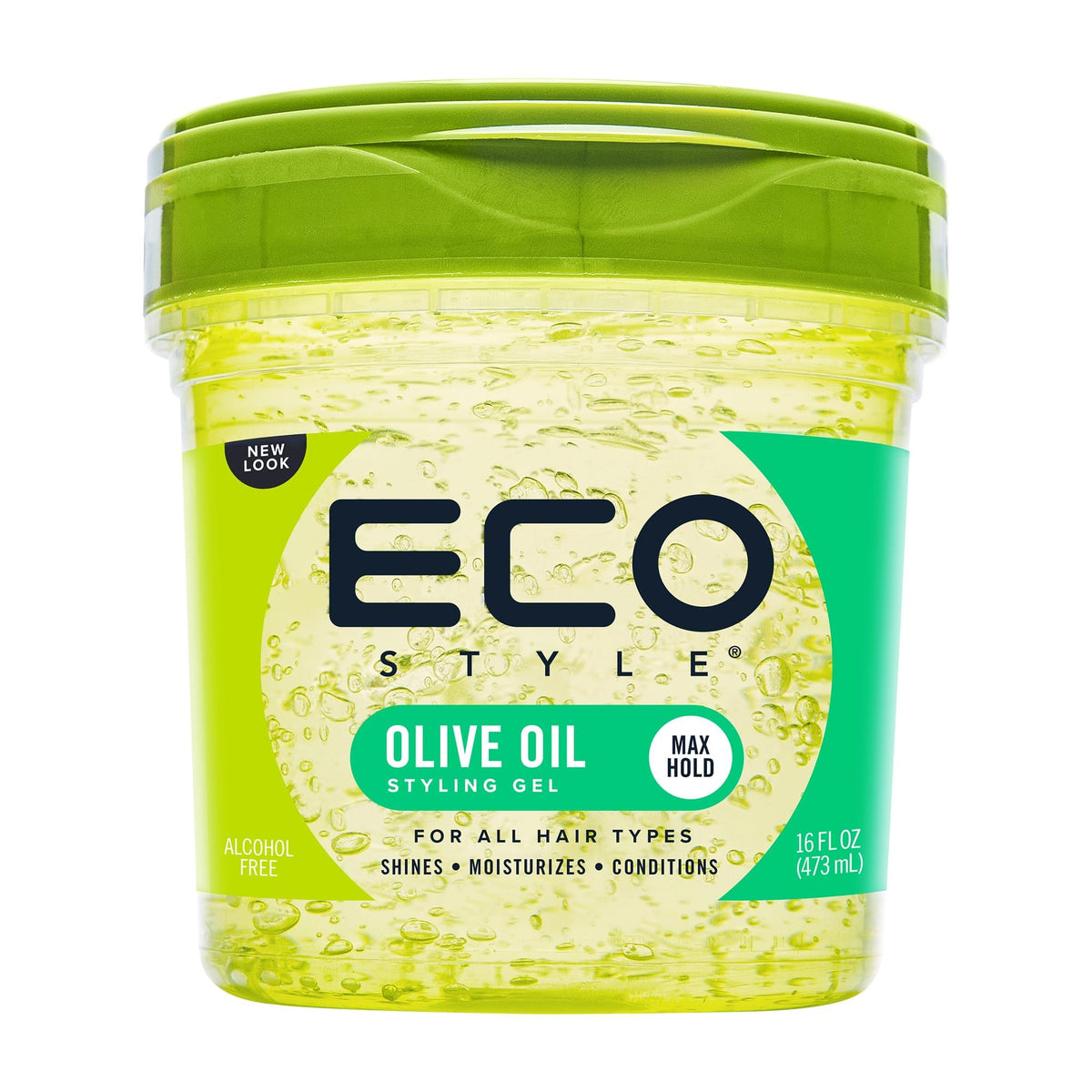 Eco Style Olive Oil Gel - 100% Pure, Adds Shine & Moisture, Superior Hold - 16 Oz