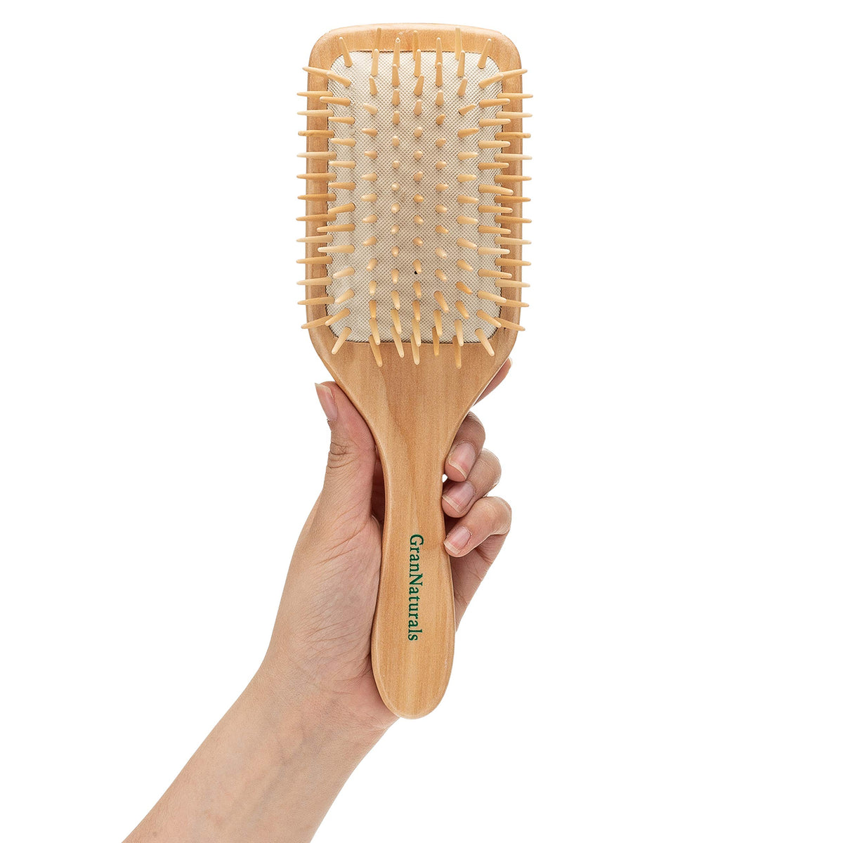 GranNaturals Wooden Bristle Paddle Hair Brush - Eco-Friendly, 10.25&quot; for Thick, Curly Hair