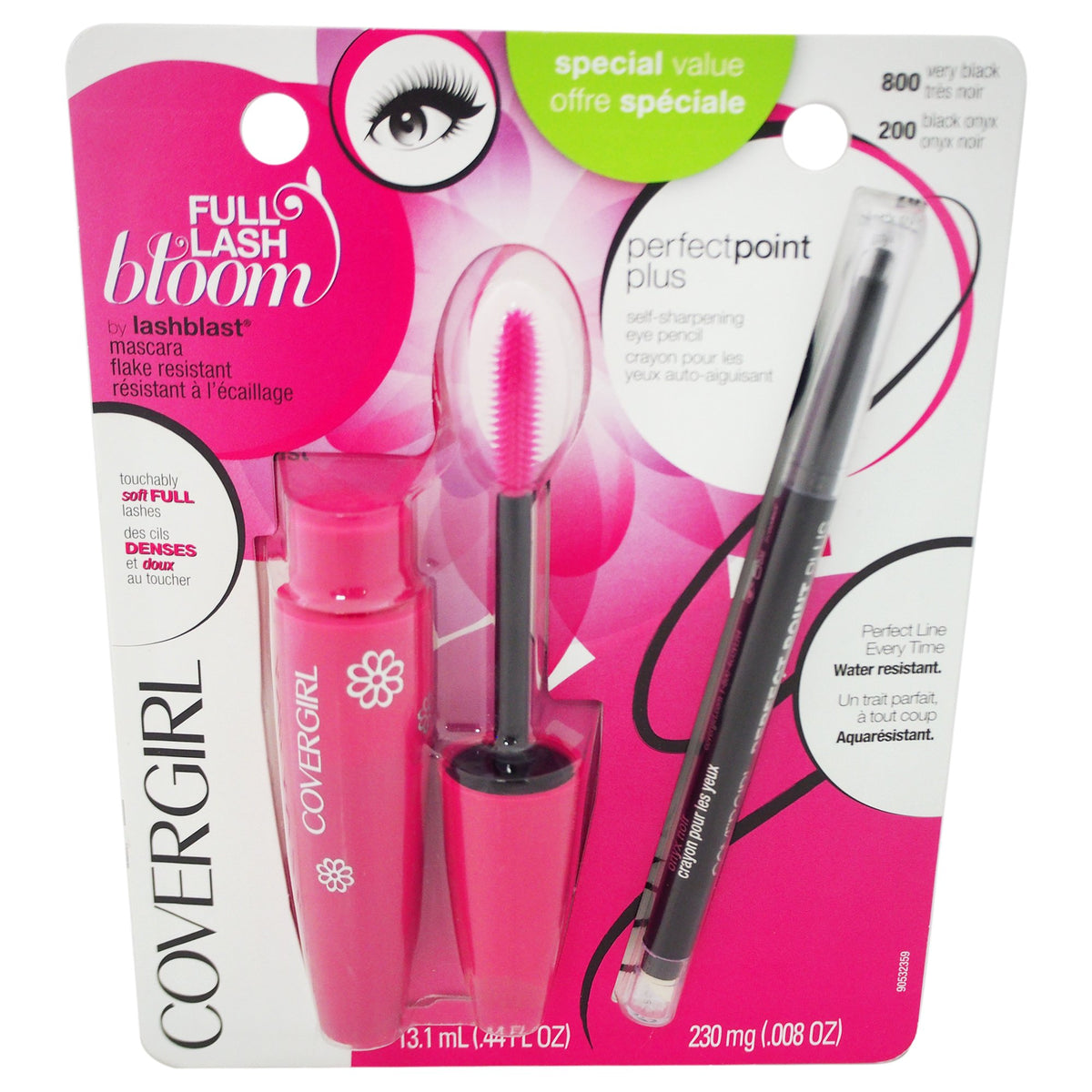 Covergirl Full Lash Bloom Mascara & Perfect Point Plus Eye Pencil Set, Black Onyx, 2 Count