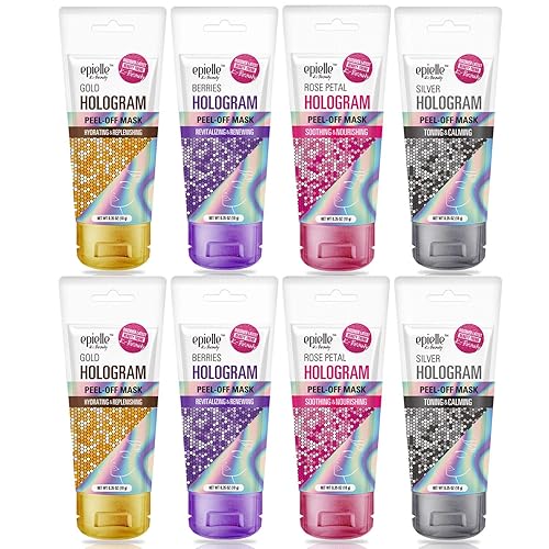 Epielle Hologram Glitter Peel Off Face Masks - Toning & Calming 8Pk Gift Set, Korean Skincare