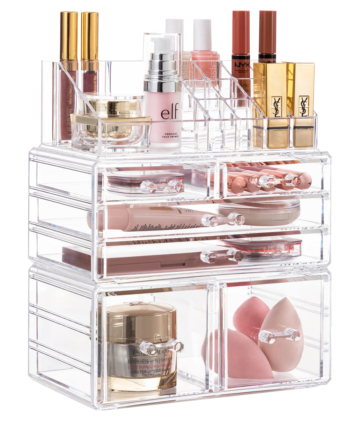 Hblife Clear Acrylic Makeup Organizer With 6 Drawers - Stackable Storage For Vanity & Bathroom