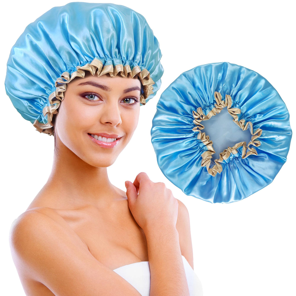 Choshion Large Waterproof Shower Cap For Women – Reusable Satin Cap For Long Hair & Braids