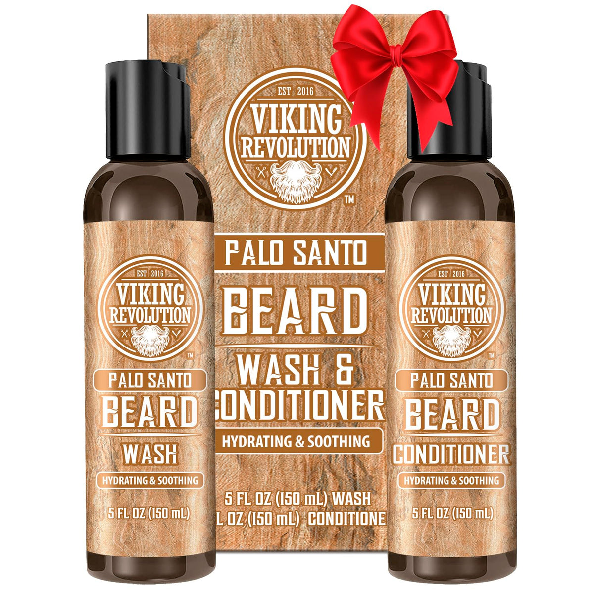 Viking Revolution Beard Wash & Conditioner Set - Argan Oil, Jojoba Oil, Ginseng Root - 5Oz