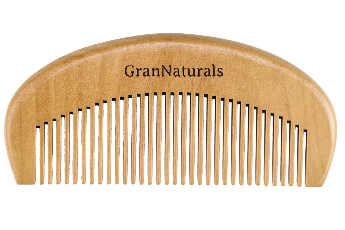 GranNaturals Wooden Comb for Curly, Wavy & Straight Hair - Pocket-Sized Fine Tooth Comb