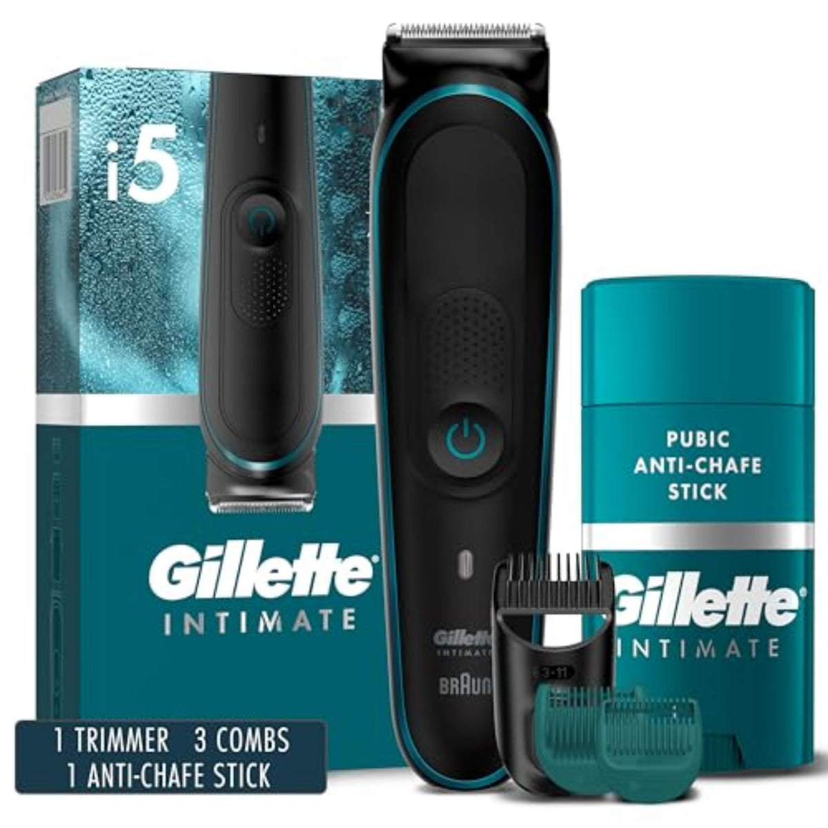 Gillette Intimate Men'S Pubic Hair Trimmer - Waterproof, Cordless, Lifetime Blades, Gift Set