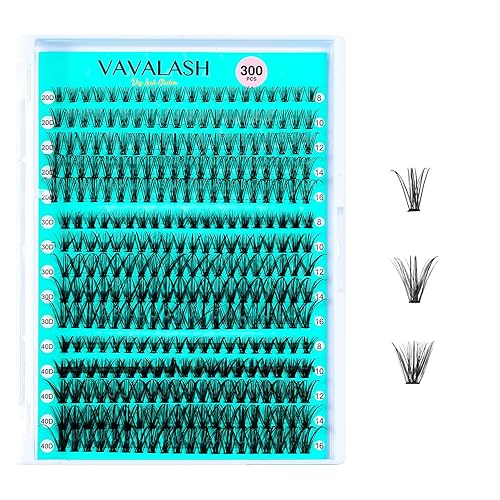 VAVALASH 300Pcs Lash Clusters - Wispy Individual Faux Mink Lashes, 8-16mm, DIY Ey