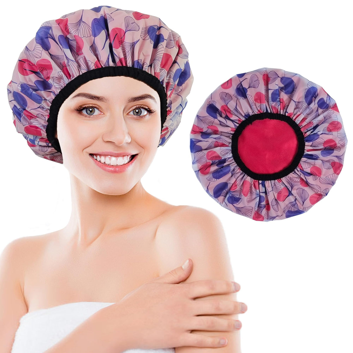 Choshion Large Waterproof Shower Cap For Women, Satin Lined, Ideal For Braids & Long Hair