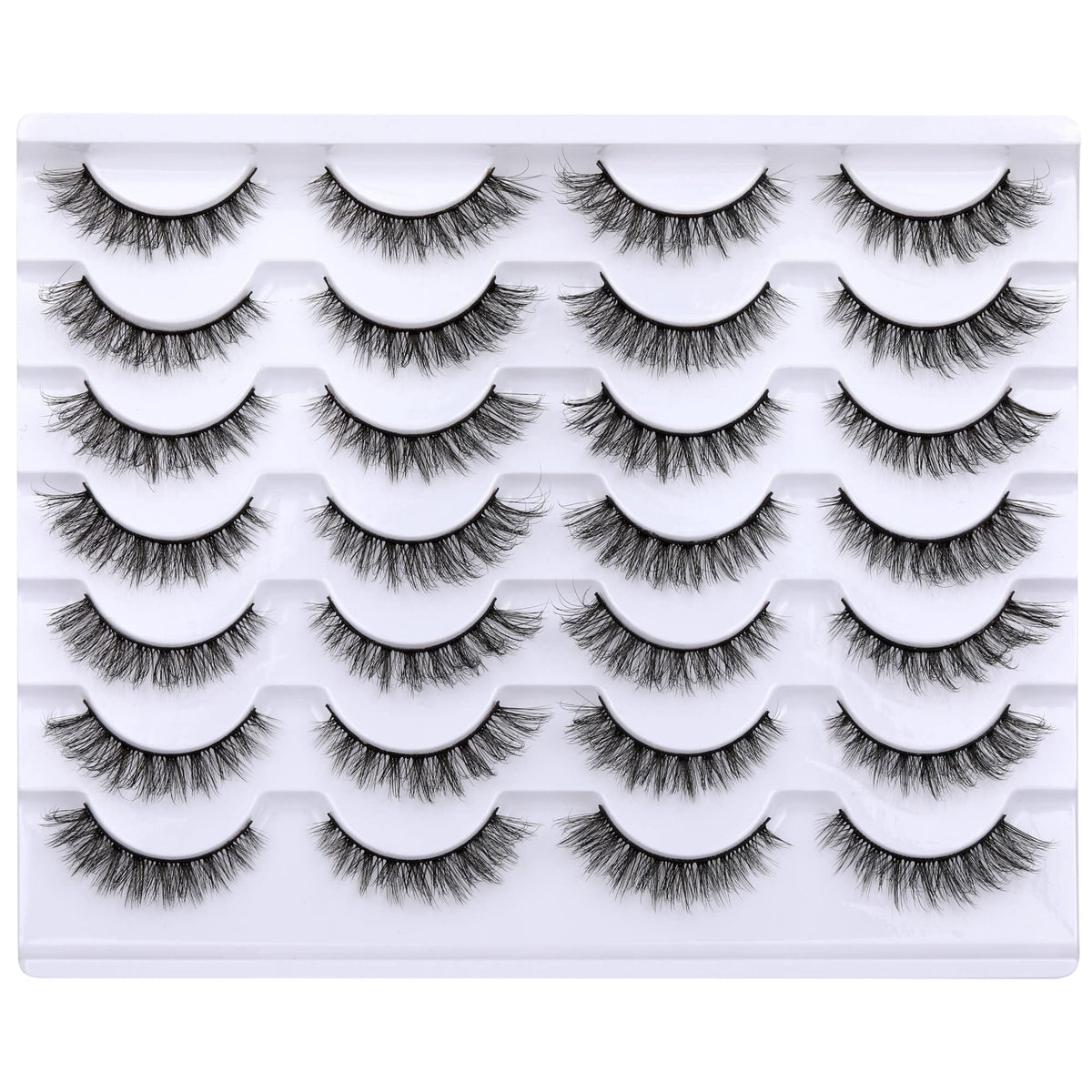 Newcally Cat Eye Lashes - 14 Pairs Short Wispy 3D Fluffy Natural Look False Eyelashes