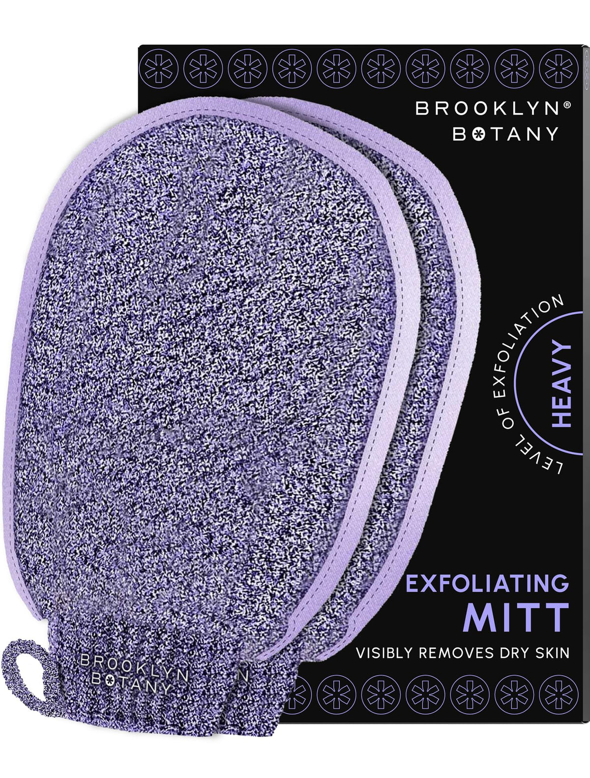 Brooklyn Botany Heavy Duty Exfoliating Mitts - Body Scrubber & Dead Skin Remover (2 Pack)