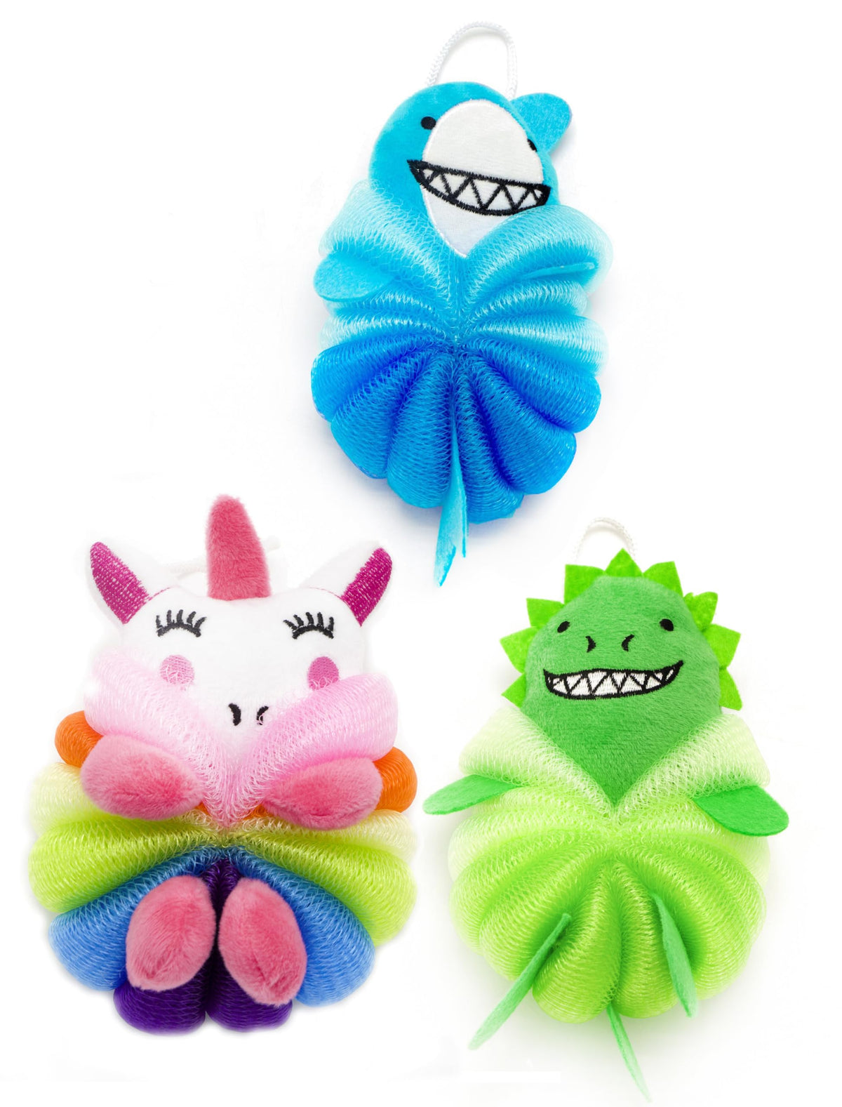 Murri&Murrdi 3 Pcs Kids Bath Loofah Sponge - Cute Animal Body Scrubber For Toddlers,