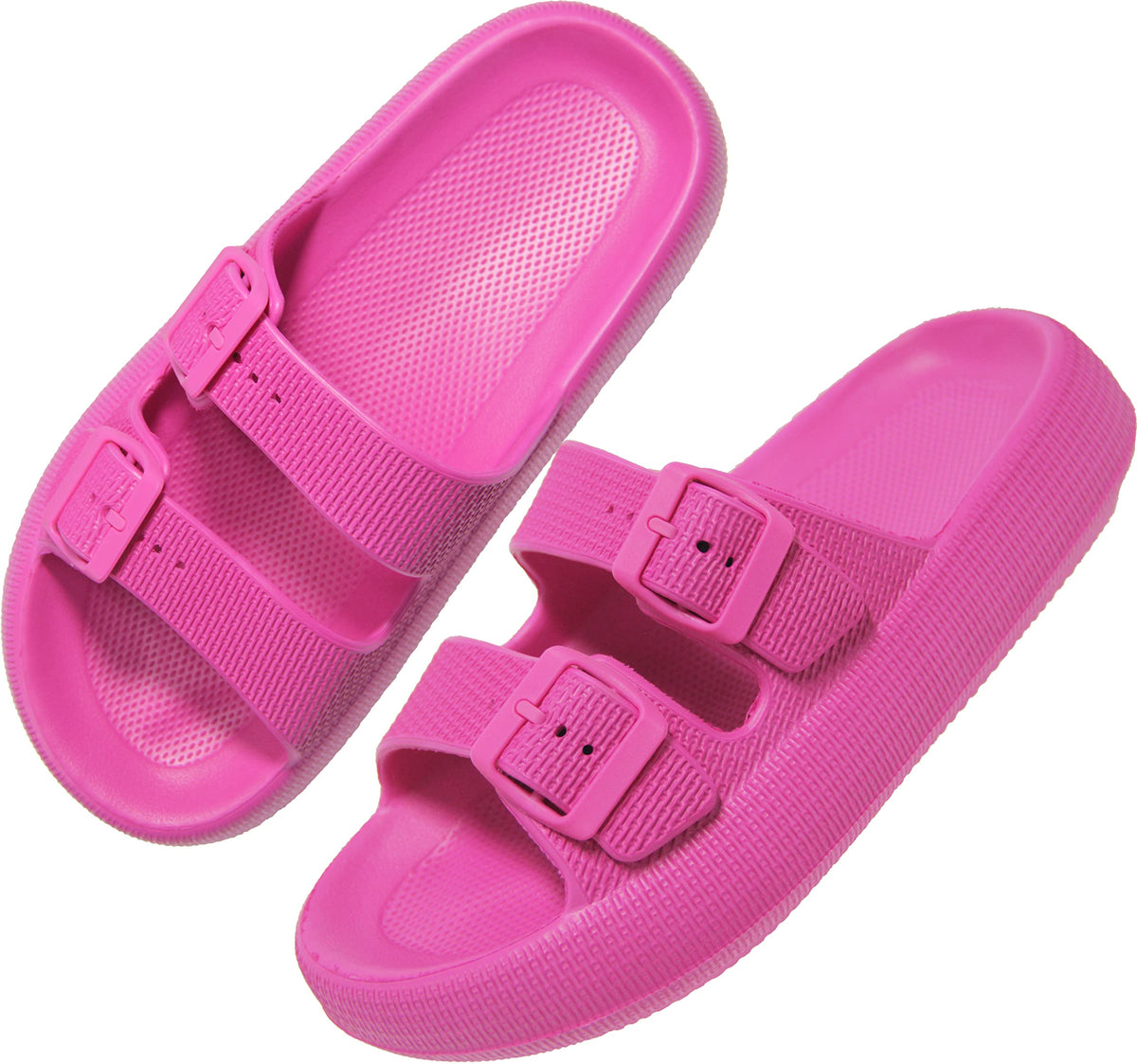 Bensorts Hot Pink Pillow Slippers For Women & Men - Adjustable Soft Recovery Slides