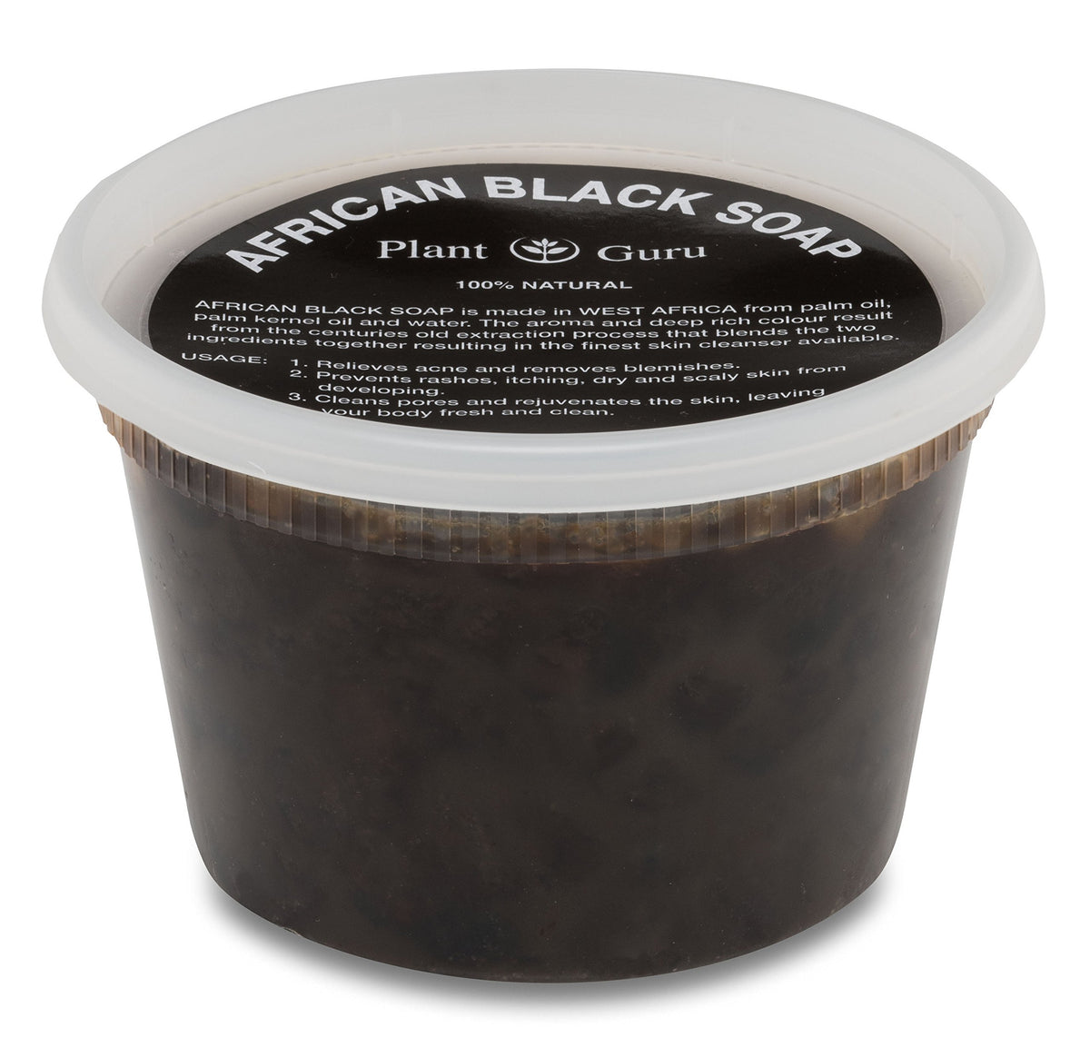 Plant Guru African Black Soap Paste 16 Oz - 100% Natural Acne Treatment, Eczema Relief