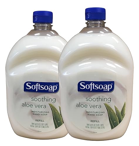 Softsoap Aloe Vera Hand Soap Refill, Moisturizing, 64 Fl Oz, Pack Of 2 - White & Blue