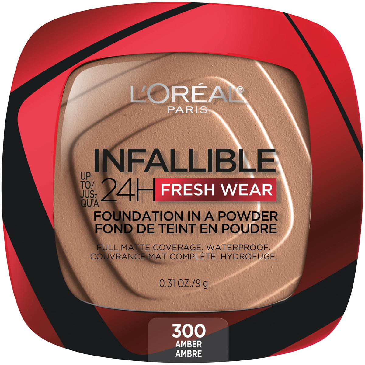 L'Oreal Paris Infallible Fresh Wear Foundation Powder, Waterproof, Amber, 0.31 Oz.