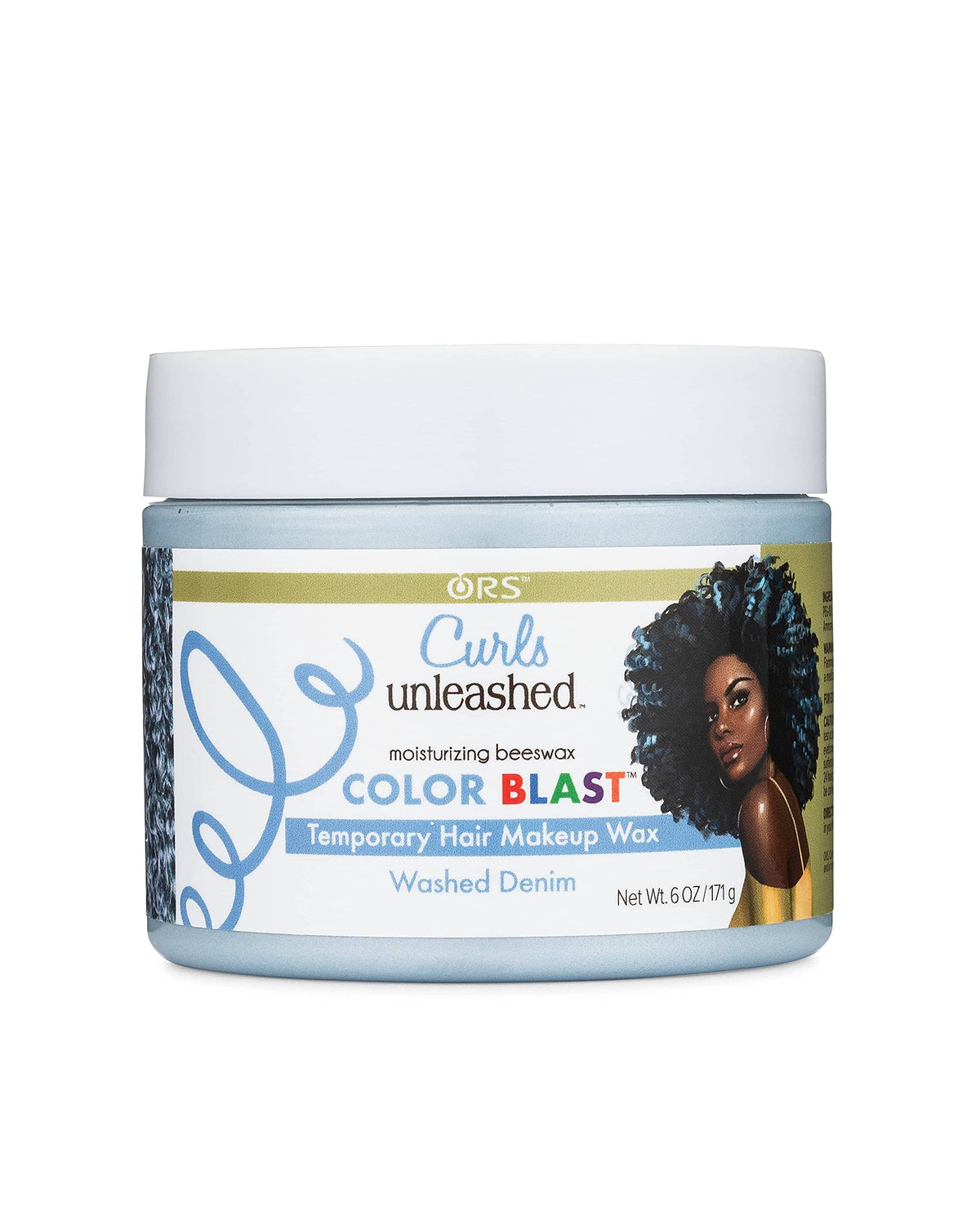 Curls Unleashed Color Blast Hair Wax, Washed Denim, 6 oz - Temporary Curl Defining Wax