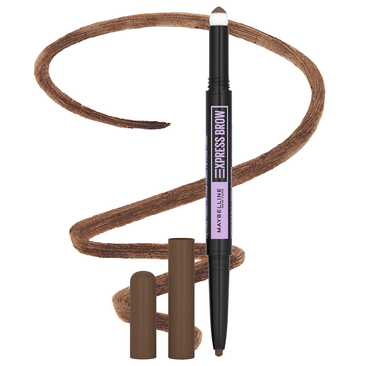 Maybelline Express Brow 2-In-1 Pencil & Powder, Medium Brown, 0.02 Oz Eyebrow Makeup