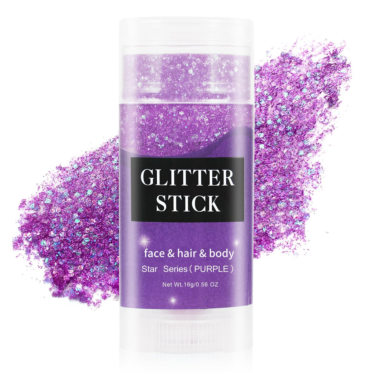 Meicoly Purple Body Glitter Stick - Waterproof Chunky Glitter For Face, Body & Hair Makeup