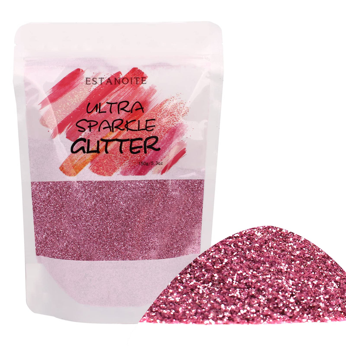 Estanoite 150g Holographic Extra Fine Glitter Powder - Rosa Pink for Crafts, Makeup, Nail Art