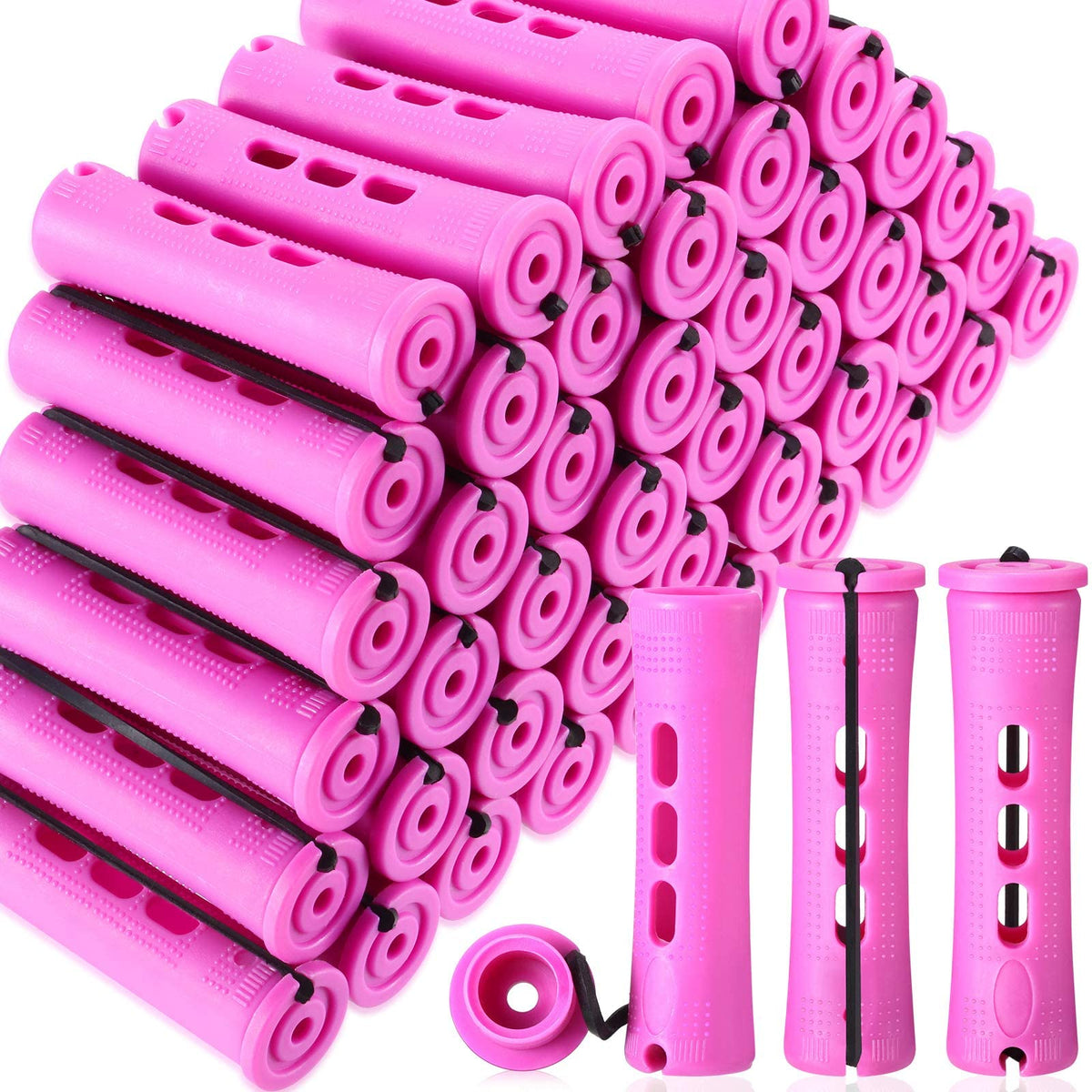 WILLBOND 60 Pcs Purple Hair Perm Rods, 0.75 Inch Plastic Curlers for Natural Hair Styling