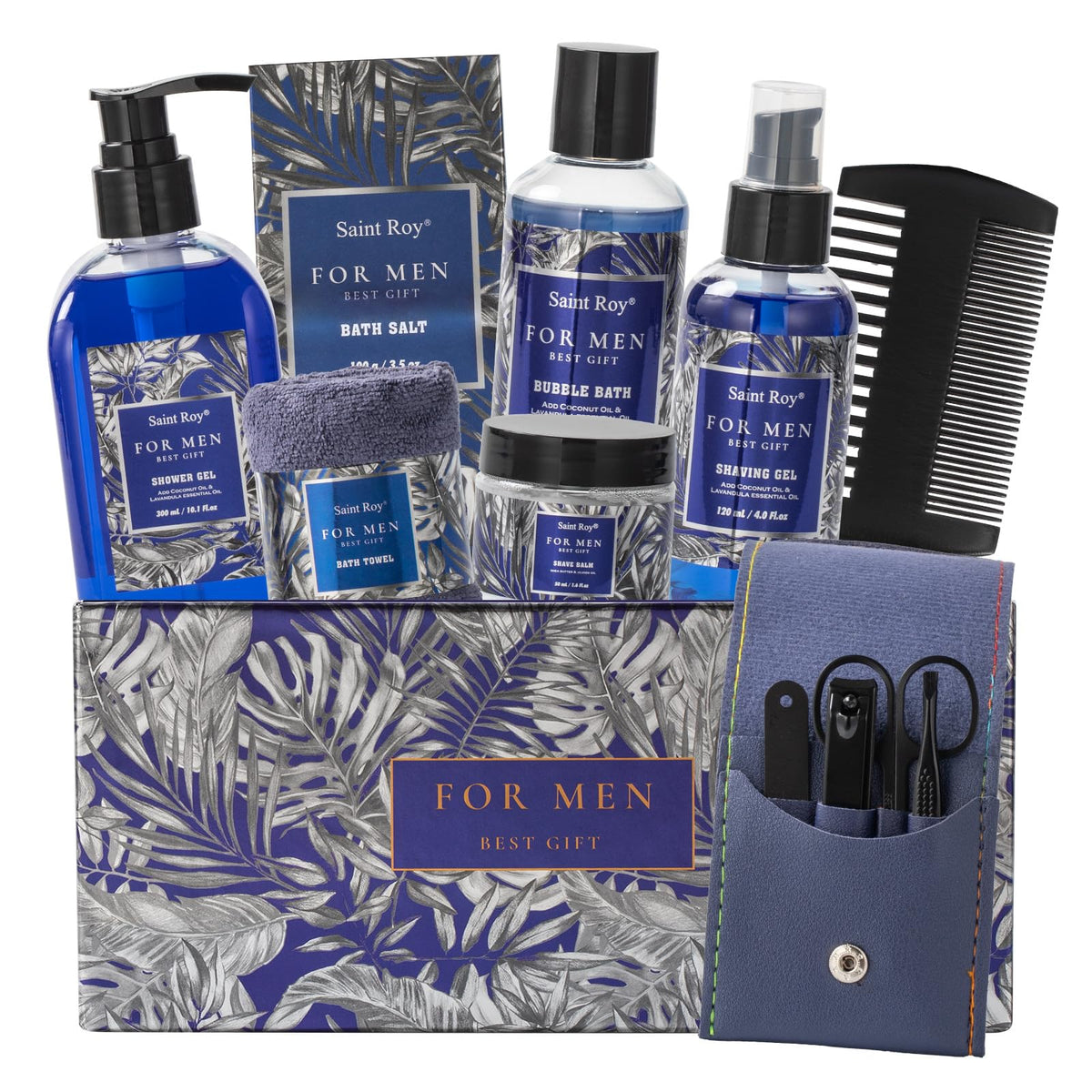 Saint Roy Birthday Gifts Spa Kit - Classic Perfume Bath Set & Shaving Kit For Men