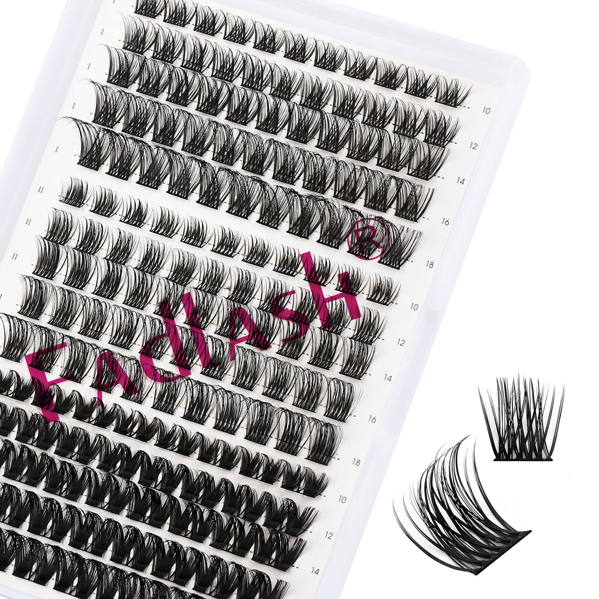 FADLASH Lash Clusters - 150 Pcs DIY Eyelash Extensions, D Curl, 10-18mm, 