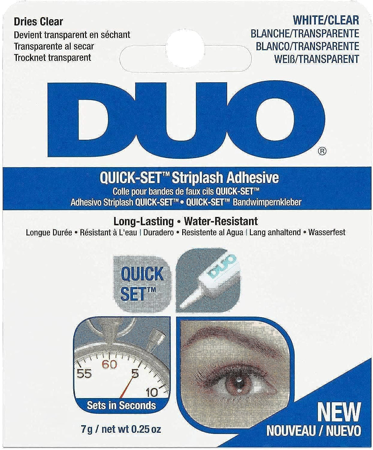 Duo Lash Adhesive Clear 0.25 Oz - Strong Hold, Quick-Drying Eyelash Glue For False Lashes