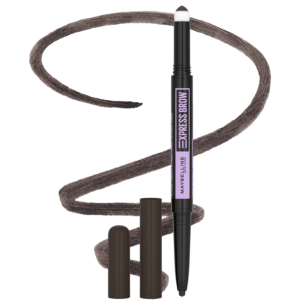 Maybelline Express Brow 2-In-1 Pencil & Powder Eyebrow Makeup, Black Brown, 0.02 Oz