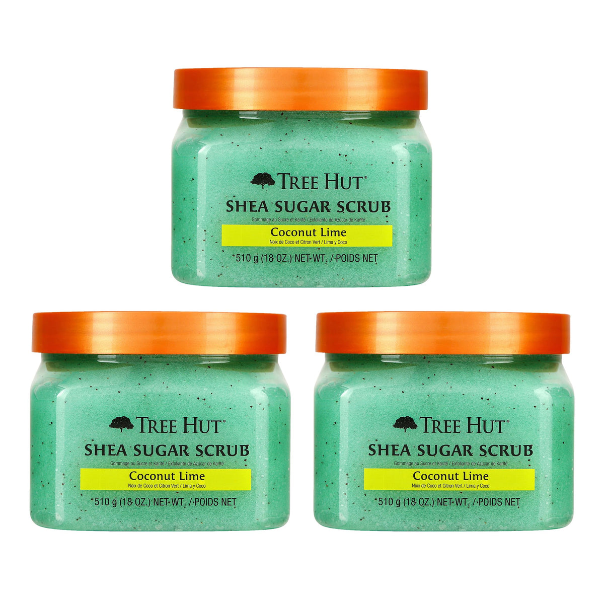 Tree Hut Shea Sugar Scrub, Coconut Lime, 18 Oz - Pack Of 3, Exfoliating Body Scrub