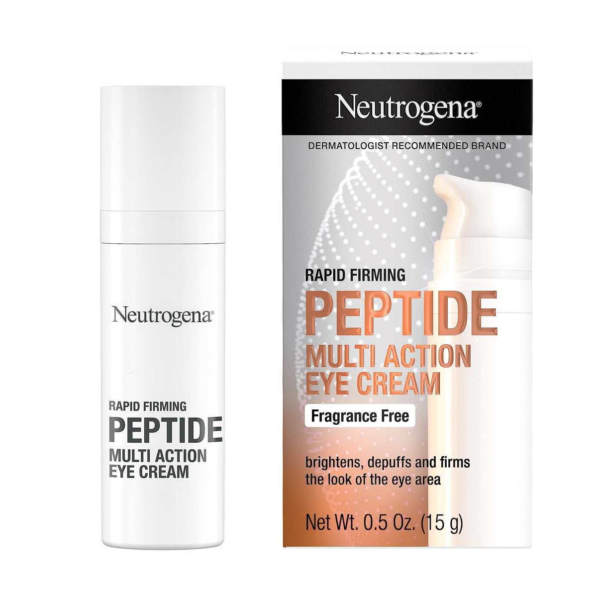 Neutrogena Rapid Firming Peptide Eye Cream, Depuffing & Brightening, Fragrance-Free, 0.5 Oz