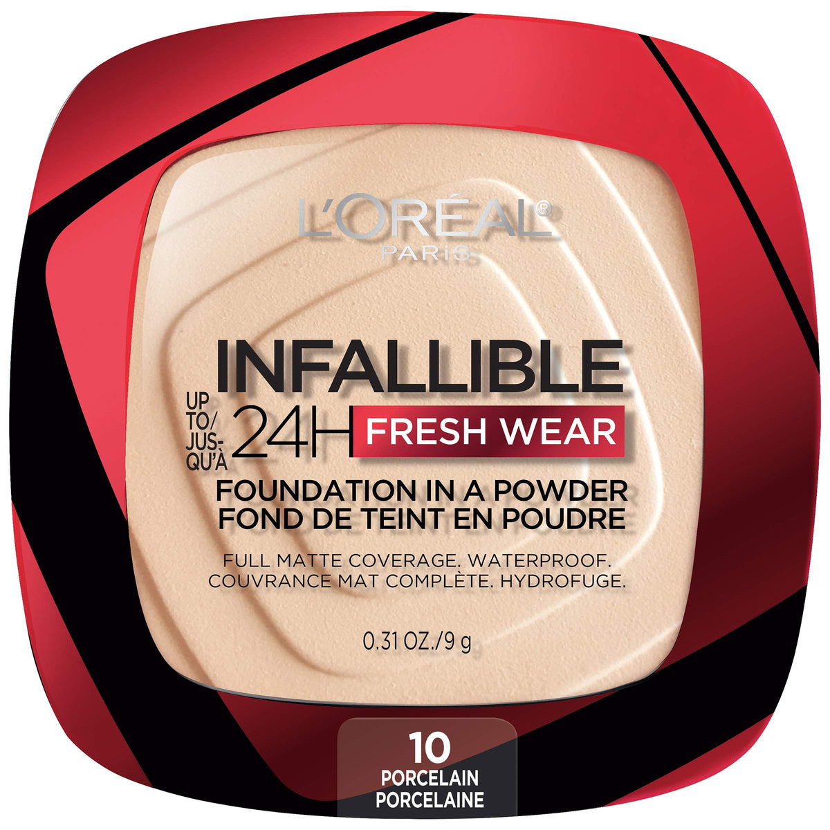 L'Oreal Paris Infallible Fresh Wear Foundation Powder, Waterproof, Porcelain, 0.31 Oz.