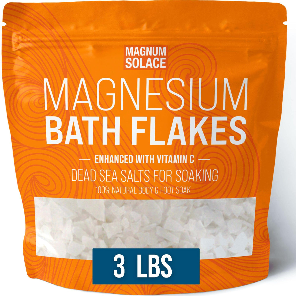 Magnum Solace Magnesium Flakes For Bath - 48Oz Dead Sea Salts With Vitamin C Crystals