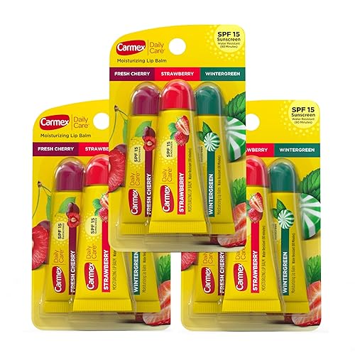 Carmex Daily Care Lip Balm With Spf, Fresh Cherry & Strawberry, 3 Packs Of 3, 0.35 Oz