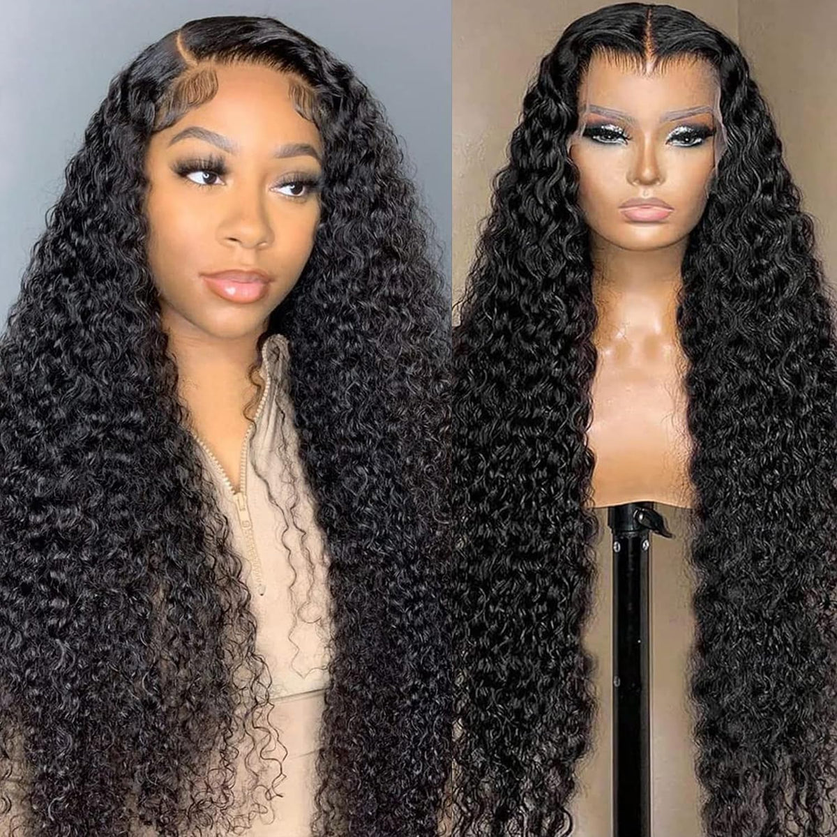 Arlalgce 26&quot; Water Wave Lace Front Wig - Human Hair, Hd Transparent, Pre-Plucked, 150% Density