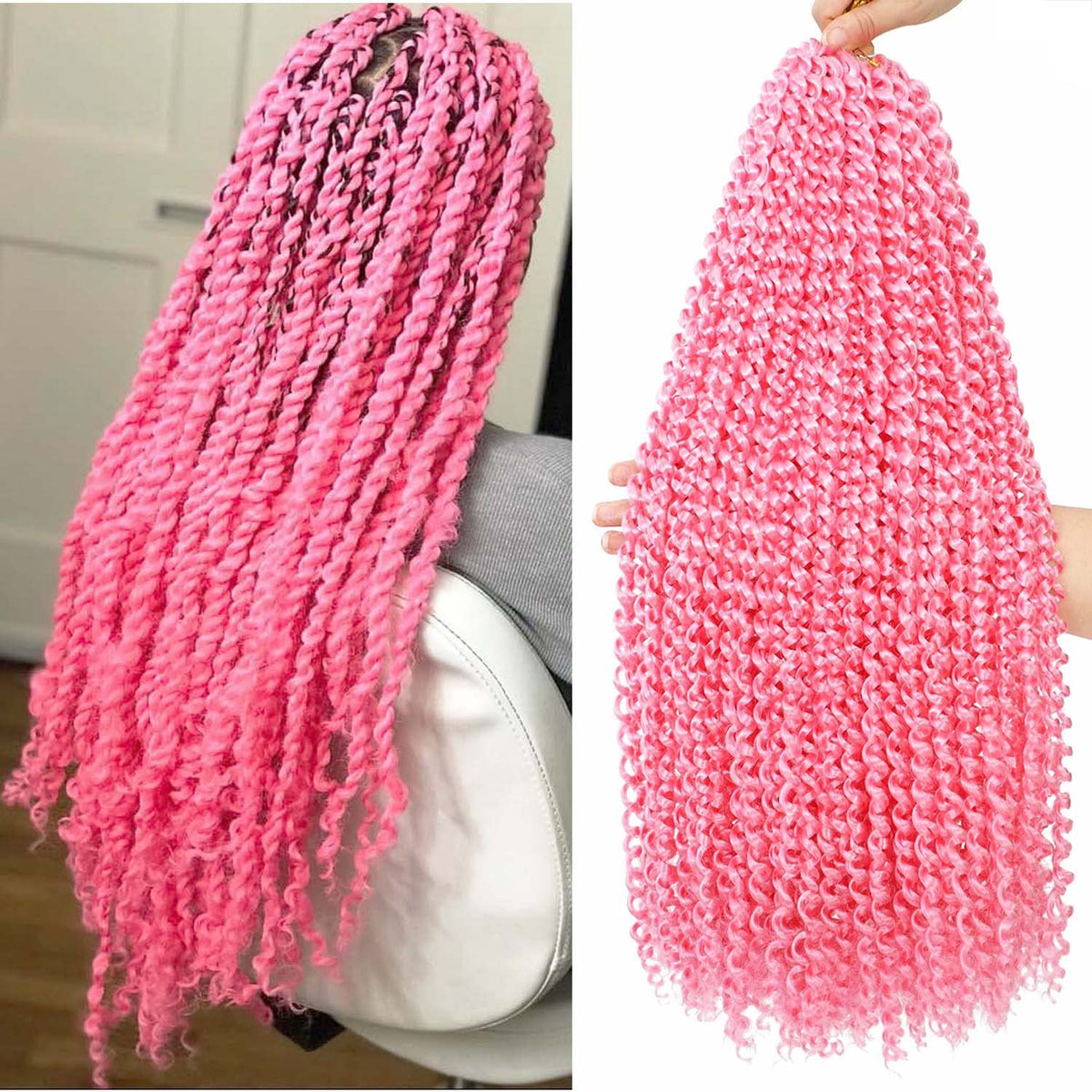 Kepbeay 24&quot; Passion Twist Crochet Hair - Water Wave, Synthetic, Pink, 1 Pack For Black Women