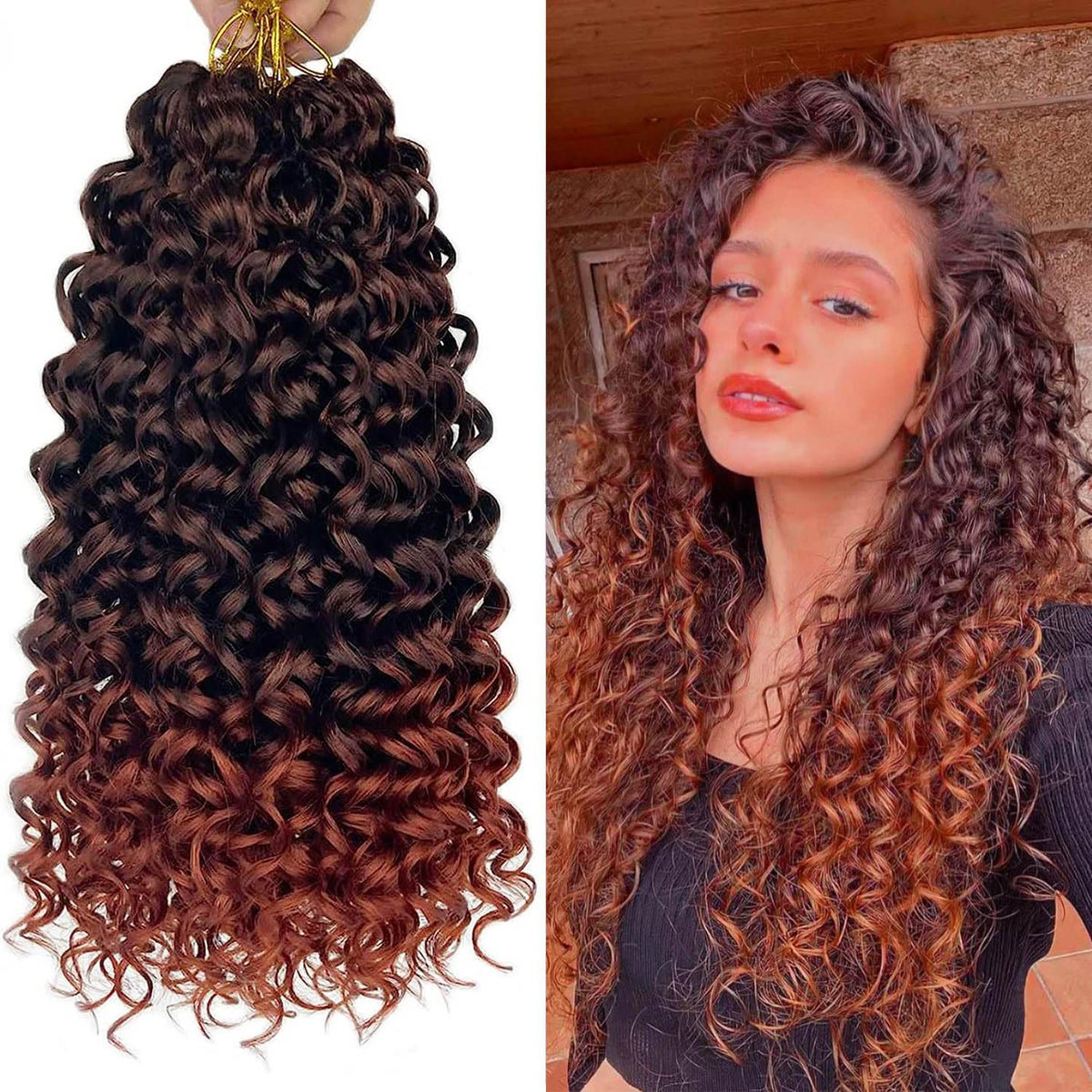 Elaogi Gogo Curl 14&quot; Crochet Hair 6 Packs Water Wave Curly Braiding Hair For Black Women 1B/