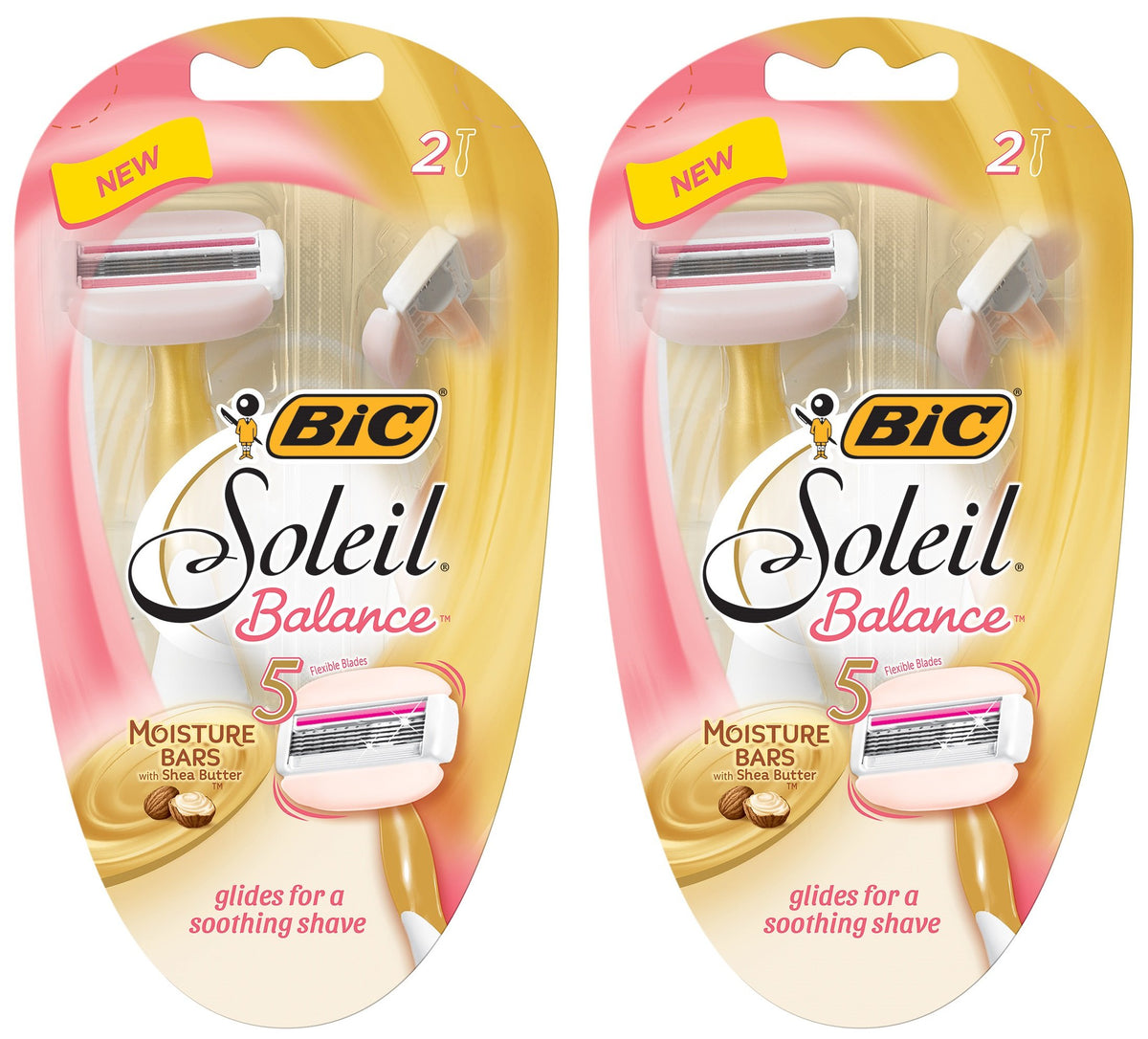 Bic Soleil Balance Women'S Razor - 2 Moisture Bar Razors With Shea Butter, Pack Of 2