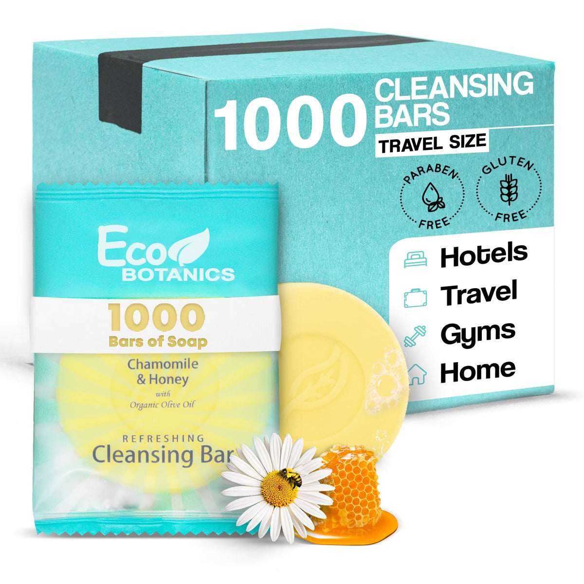 Eco Botanics Travel-Size Hotel Cleansing Bar Soap, 0.5 Oz, Case Of 1000