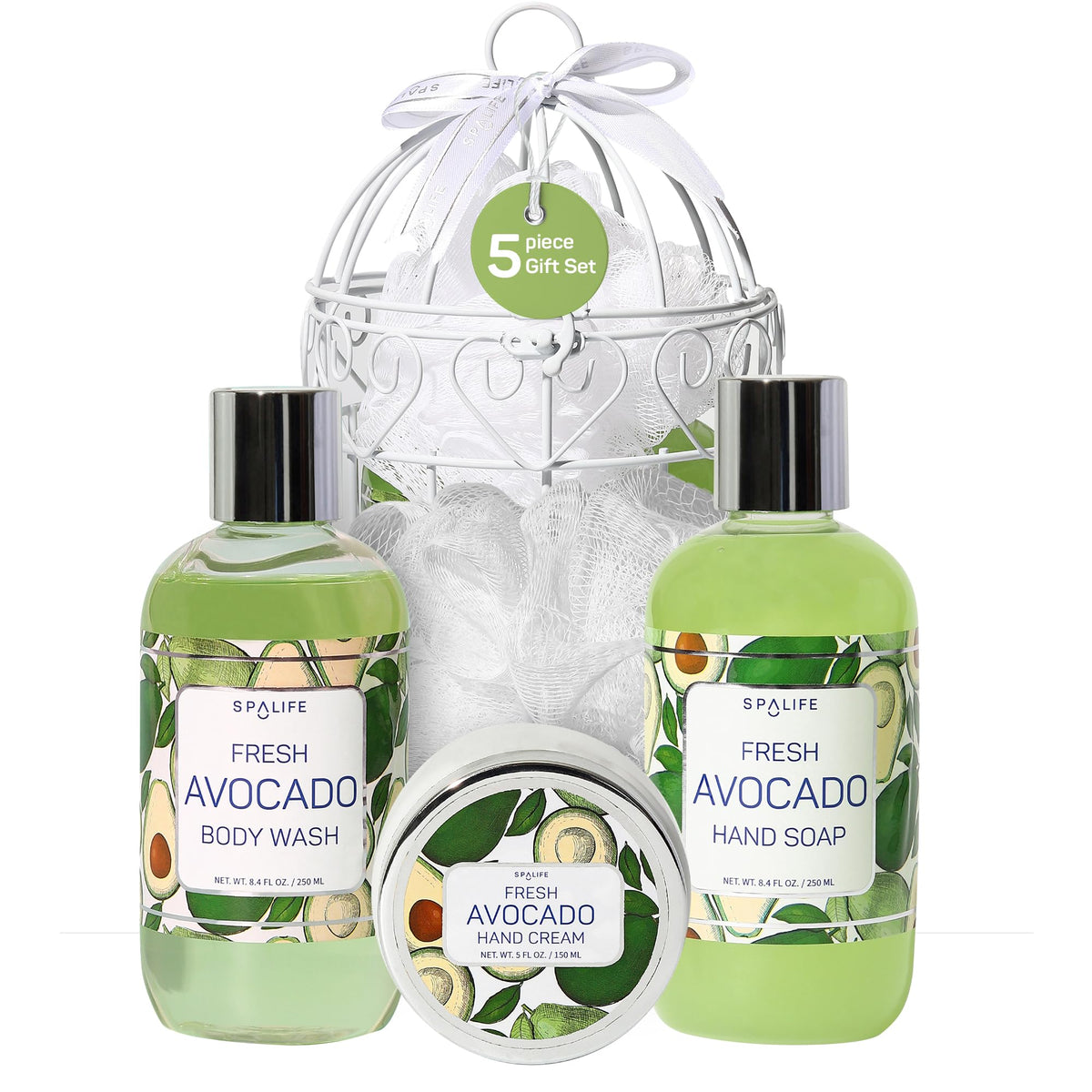 Spalife Avocado Bath And Shower Gift Set - 4-Piece Spa Essentials For Women, Perfect Christmas Gift