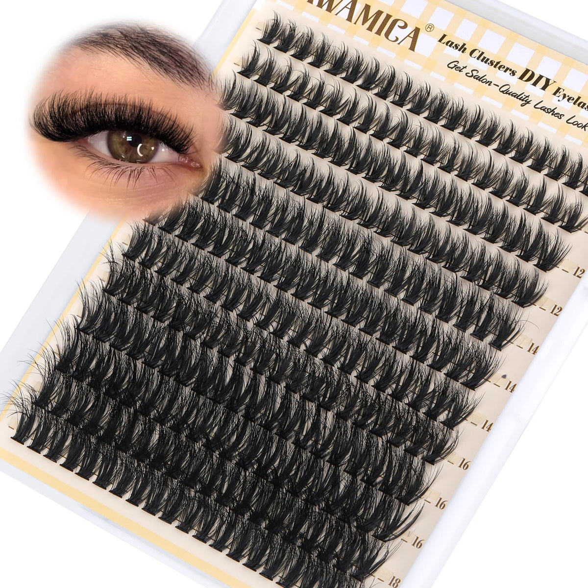 Yawamica Fluffy C Curl Wispy Lash Clusters - 10-18Mm Waterproof Faux Mink Individual Lashes