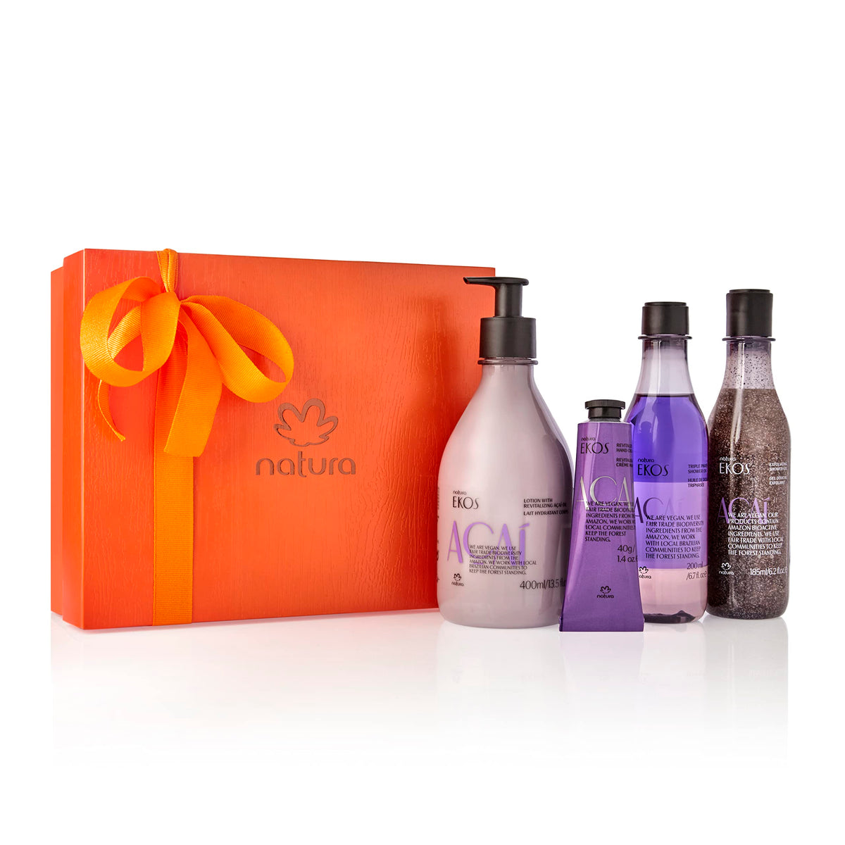 Natura Ekos Açaí Collection Vegan Skin Care Gift Set - Body Lotion, Hand Cream, Shower Oil, Gel