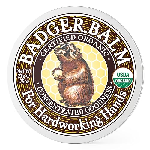 Badger Hardworking Hands Healing Balm, Aloe Vera & Wintergreen, Organic Hand Moisturizer, 0.75 Oz