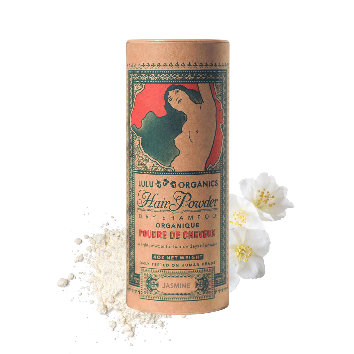 Lulu Organics Dry Shampoo & Hair Powder - Paraben & Talc Free, Travel Size, Jasmine, 4 Oz