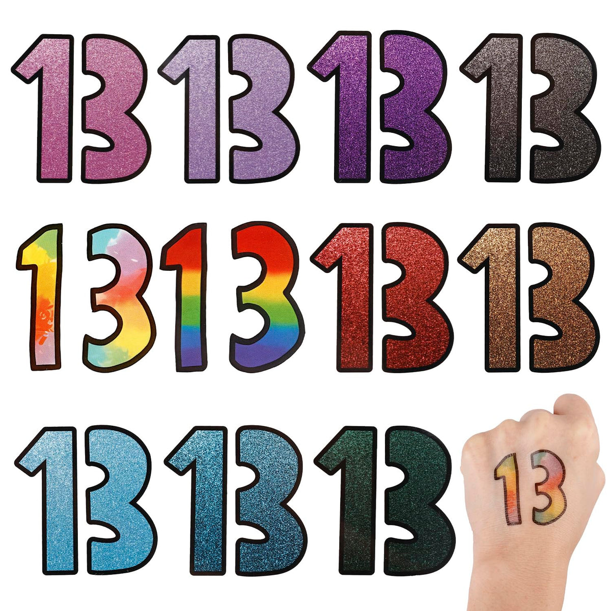 Boxob 36Pcs Waterproof Temporary Tattoos - Number 13 Tattoo Stickers For Singer Fans