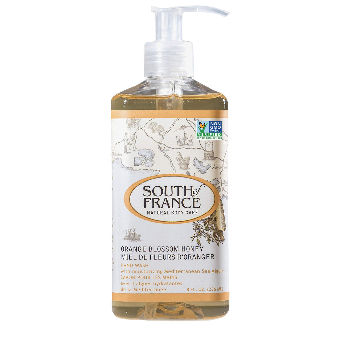 South Of France Hand Wash Liquid, Orange Blossom Honey, 8 Fl Oz (Pack Of 2)