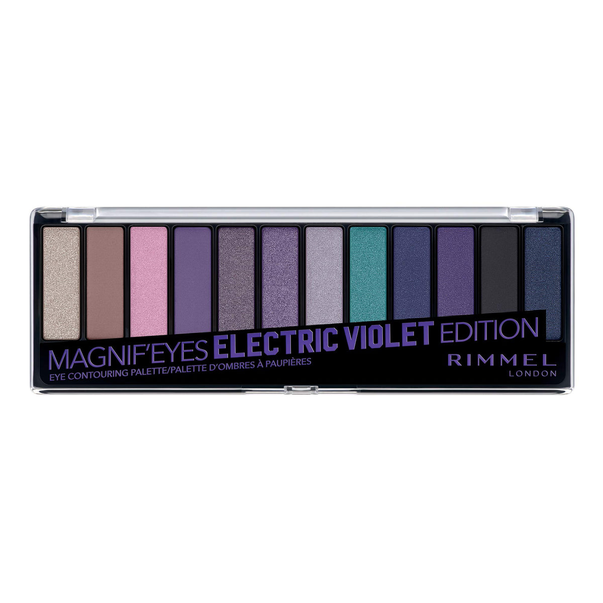 Rimmel London Magnif'Eyes Electric Violet Eyeshadow Palette, 12 Blendable Shades, 0.5Oz